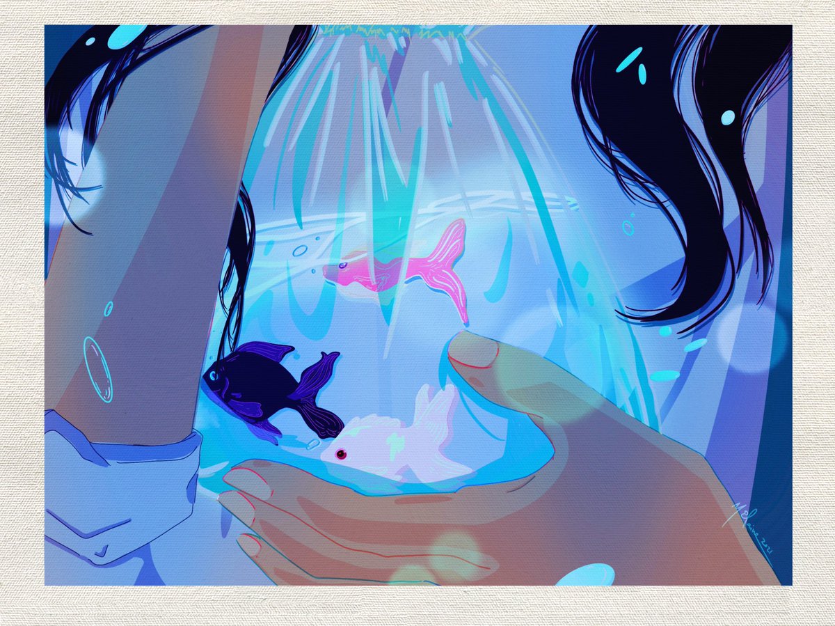 Lemoncherriie's tweet photo. 11:00 p.m.
•
•(3/3)
•
• #Procreate #procreateart #anime #digitalart #illustration #fineart #graphic #animegirl #koi #goldfish #fineart #artofvibrant #digitalart #water #asianfish #petsofinstagram #prize #sunrise #sakura #cherryblossom #Watercolourpainting #Watercolor https://t.co/CEWzawLI24