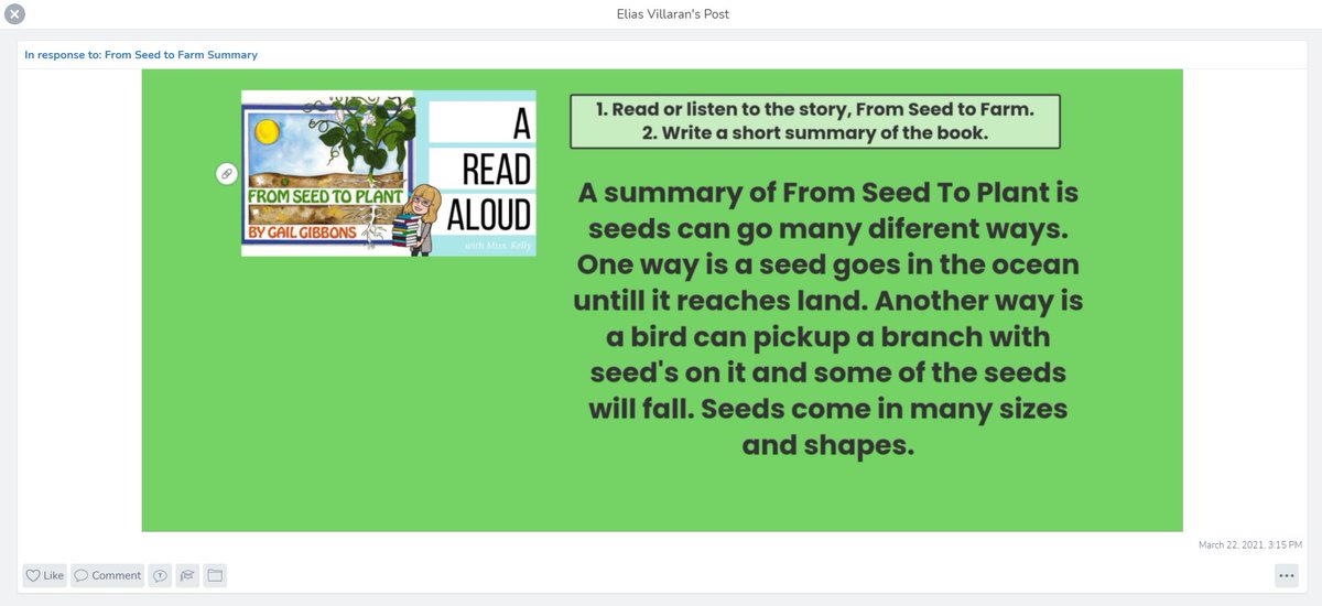 MayRanch's tweet photo. One of our Spring Into Gardening activities this week was to read/listen to the book From Seed to Plant and write/record a summary! Great job Elias and Brandon from Mrs. Reyes’ class #mresgarden #growperris #perristogether
@WholeKidsFnd @CAGreenRibbon @JMGKids @ValVerdeUSD https://t.co/h8UFpCcBPP