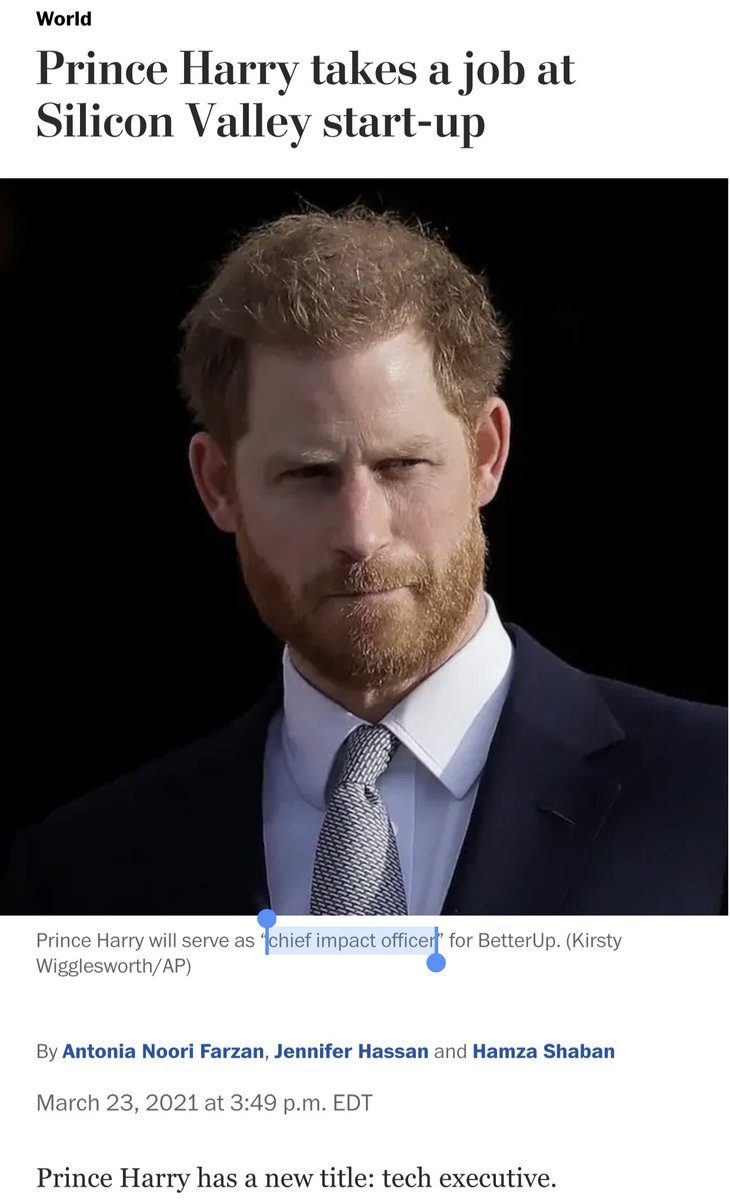 Is anyone else talking about the “Impact” buzzword?It’s the foundational buzzword of the new woke capital economy & global NGO government.Prince Harry is now a “Chief Impact Officer”  https://twitter.com/echo_chamberz/status/1338944060900298753