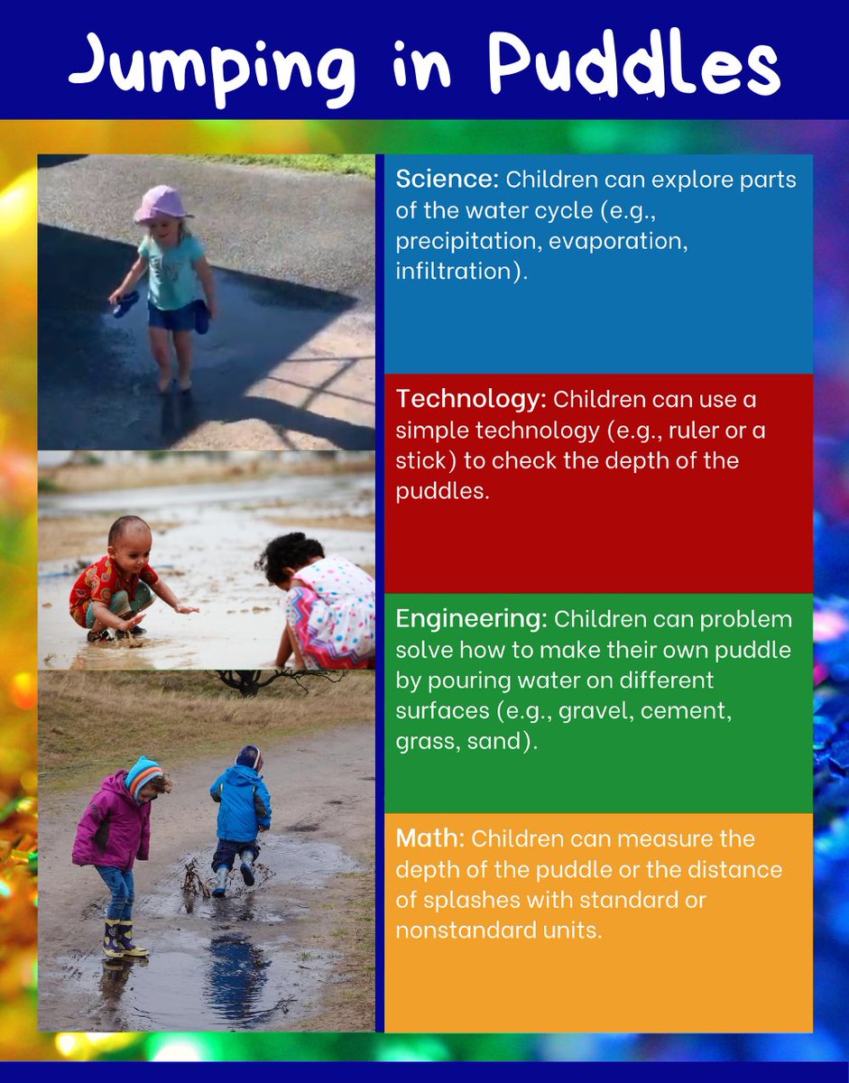 earlyyearsSTEM's tweet photo. Puddles! Puddles! And more puddles!
What a fantastic STEM learning opportunity.
For the direct link to our “Jumping in Puddles” learning experience featuring the daughter of an esteemed educator, please click:
https://t.co/jdJ7O5SX3g

#ECE #puddles #earlyyears #learningoutdoors https://t.co/TbWYJYnYXj