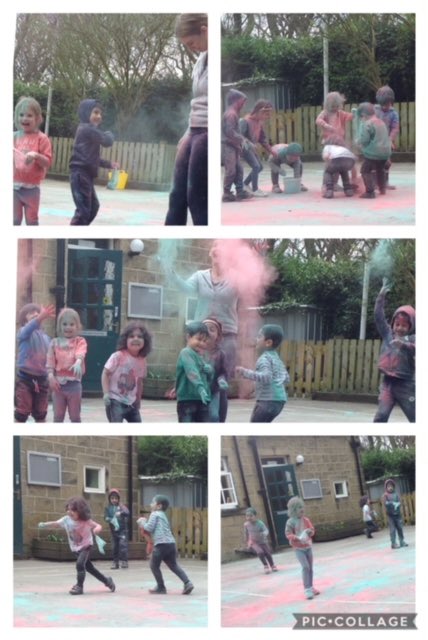 LadyLanePark's tweet photo. Today in Kindergarten (Nursery) they celebrated the Hindu ‘Holi Festival’ They had so much fun celebrating in colour! #eyfsactivities #learningthroughplay #knowledgeandunderstanding #greatbritishvalues #holi @isaschools @Bingley_Hour @BingleyParish https://t.co/wfFFXXYvv1