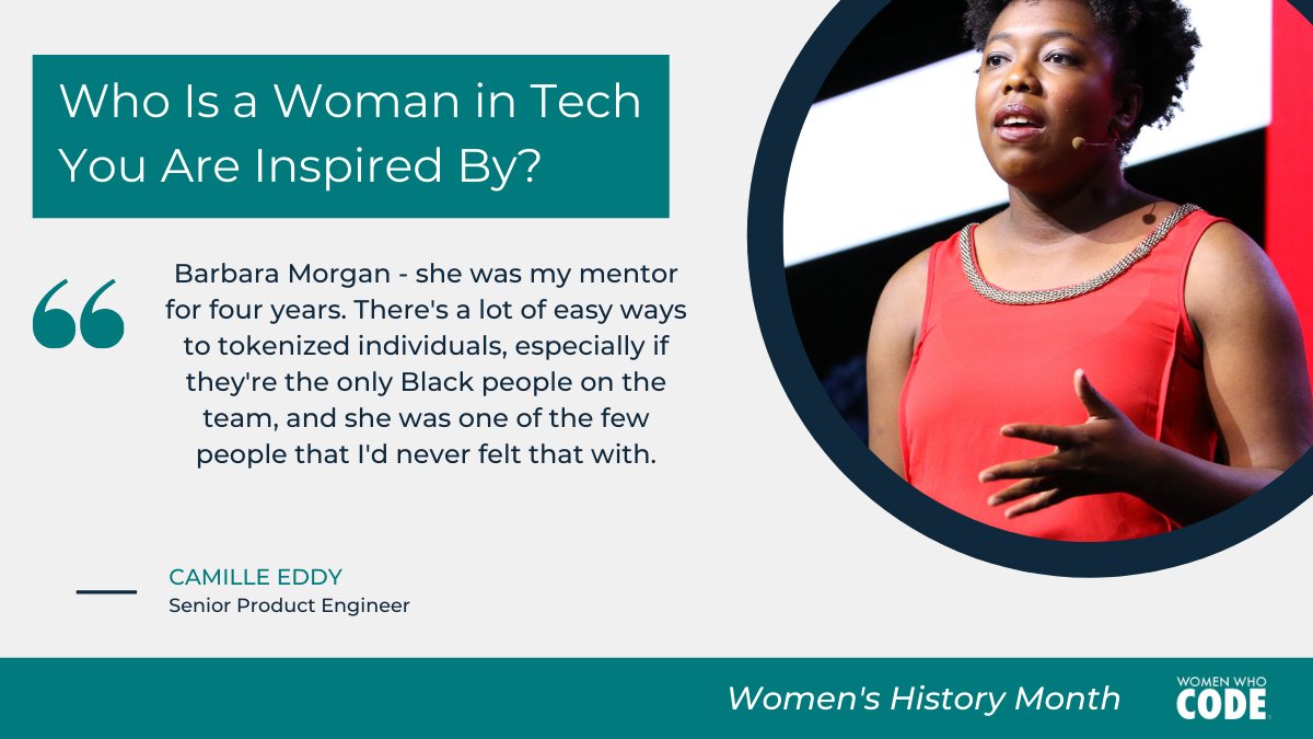WomenWhoCode's tweet photo. "There was a time was where I felt liked I needed to pretend. She was the one person that I didn't need to do that with because she was another woman going through similar learnings and trying to figure out where her place was in the system."

@iamcamilleeddy #IWD #WomeninStem https://t.co/zT1vQkHuhY