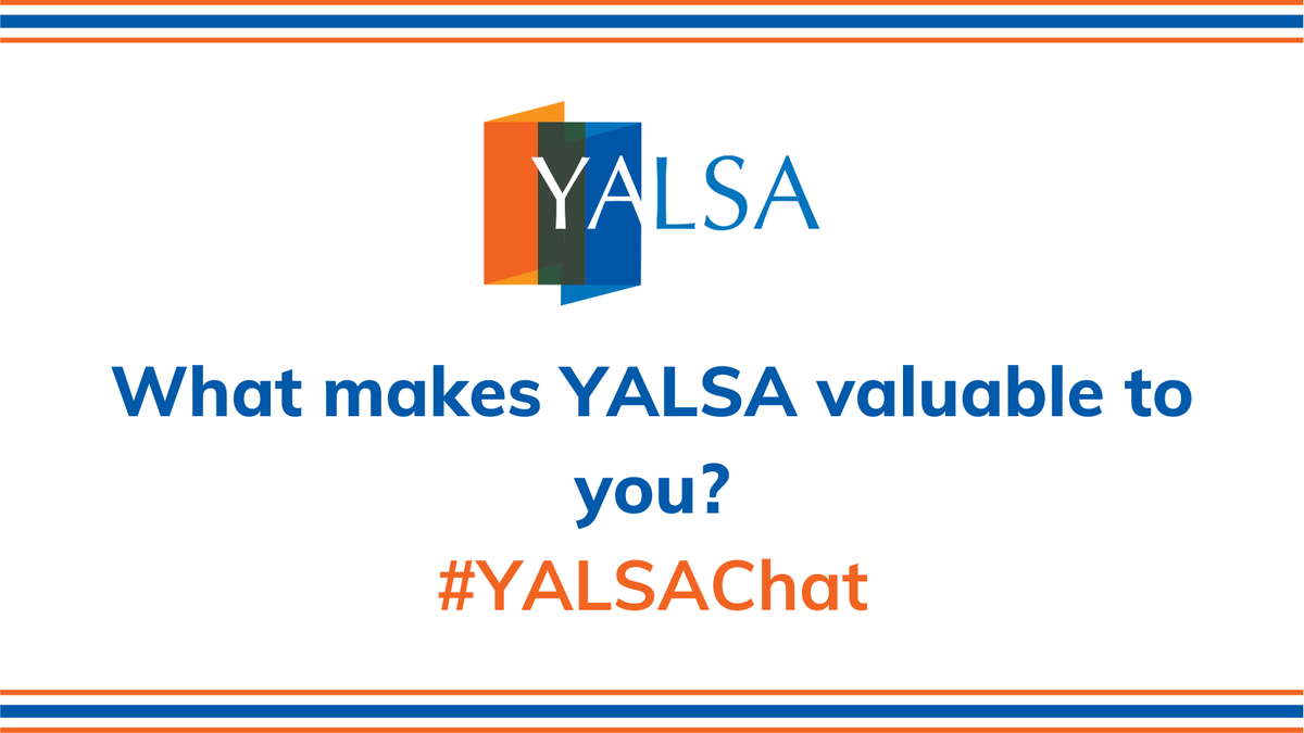 yalsa's tweet photo. 2. What makes YALSA valuable to you?
Don't forget to use #YALSAChat in your reply! https://t.co/pdpembRedD