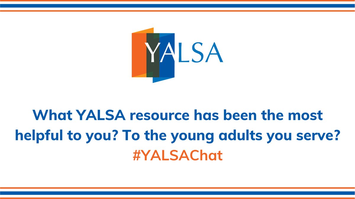yalsa's tweet photo. 3. What YALSA resource has been the most helpful to you? To the young adults you serve?
Don't forget to use #YALSAChat in your reply! https://t.co/9SQ1ISLSkg