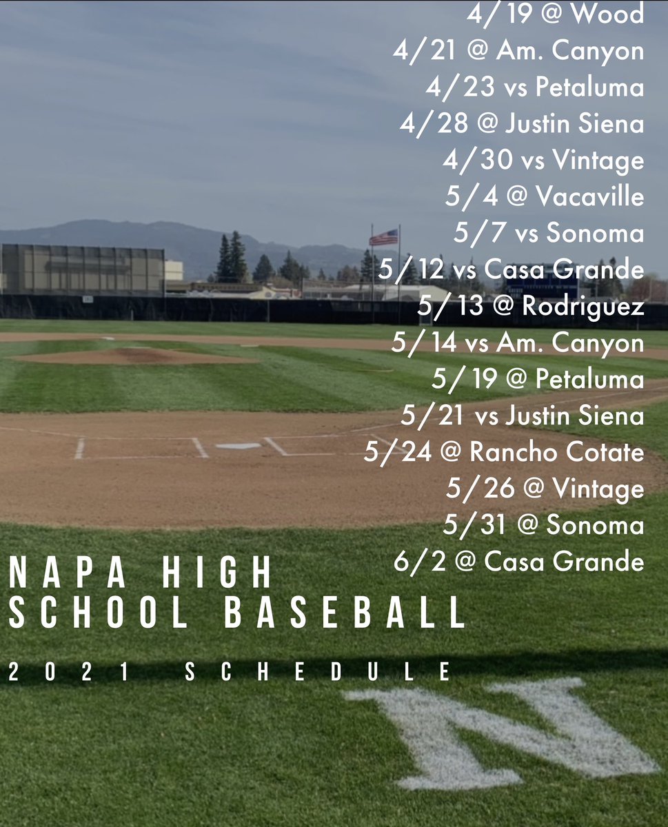 Jason_Chatham's tweet photo. YOUR Napa High 2021 Baseball schedule!! #starsonstripes https://t.co/njC3LtUZZh