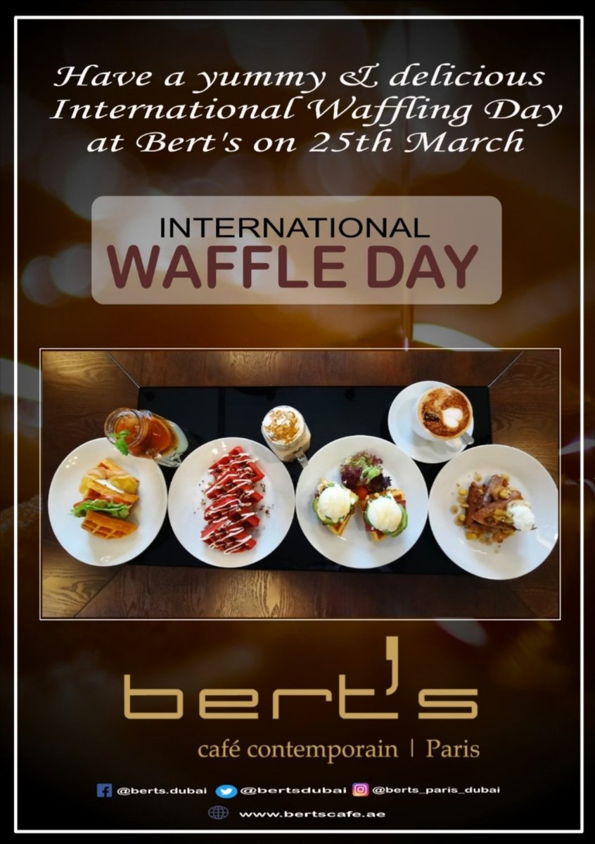 Waffles are amazing..!

They are fluffy and delightful to the last crumb, especially when they are made with love.. ❤️

Happy Waffle Day on 25th March 2021. <a href="/Bertscafedubai/">Bertscafedubai</a>
@waffleday #dubairestaurants