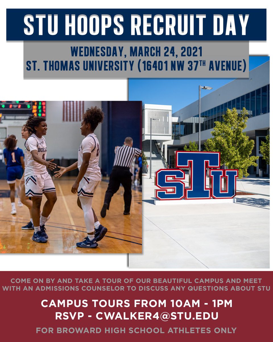 CoachWalkerSTU's tweet photo. 🚨Calling all Broward County High School Seniors!! 🚨 Varsity, Developmental Team, Managers, we have space for all! Contact me if you are interested in attending! #TAPIN 🐾🏀 https://t.co/zAYXWv2GlQ