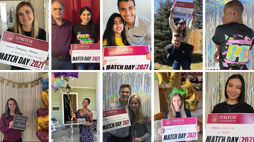 LoyolaStritch's tweet photo. Another #MatchDay is in the books! Last week, @LoyolaChicago celebrated virtually as 178 Stritch med students learned their residency matches. We are proud to report our students matched in 30 states, with 12 percent staying close to home at @LoyolaHealth! https://t.co/J01mOEcHwV https://t.co/H7SeghSvZ7