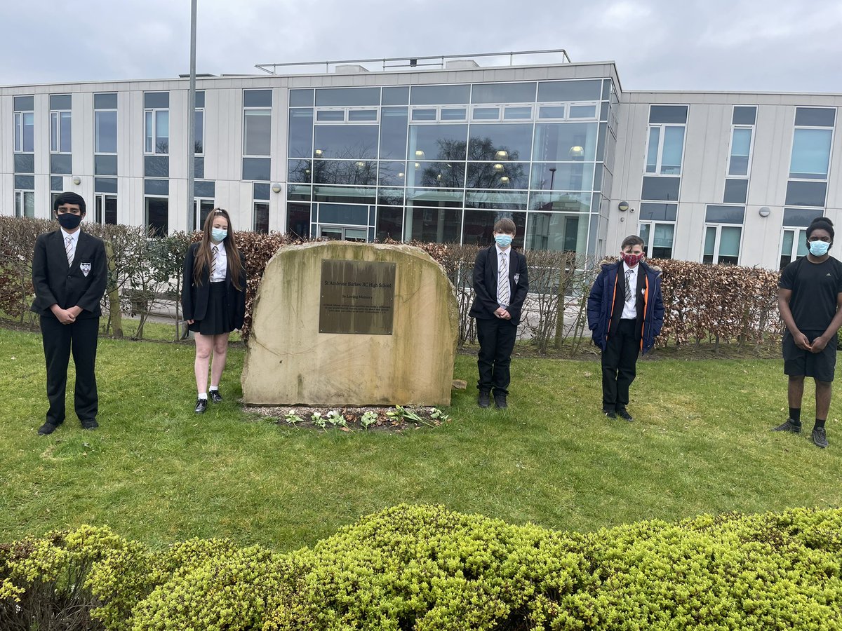 Today we held a minute of silence &amp;  prayer service with our staff and pupils. A pupil from each year group placed a single rose in our remembrance garden @SABSalford #DayOfReflection We commend those we have lost to God &amp; pray for a new encounter post Covid-19 #FratelliTutti