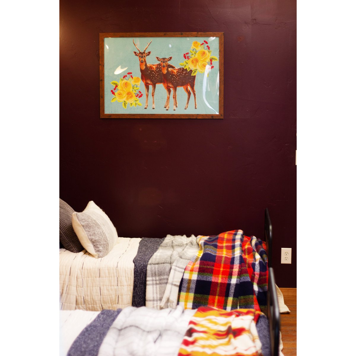 The deer are staring 👀

Closer look at the details of one of the double bedrooms at the <a href="/FloribamaShore/">MTV Floribama Shore</a> house.

#MTVFloribamaShore - #InteriorDesign by FTB.

<a href="/mtv/">MTV</a> #SetDesign #ProductionDesign #InteriorDesignInspo #RealityTV #TV #MTV #CabinCore #CabinDecor #FarmHouseDecor