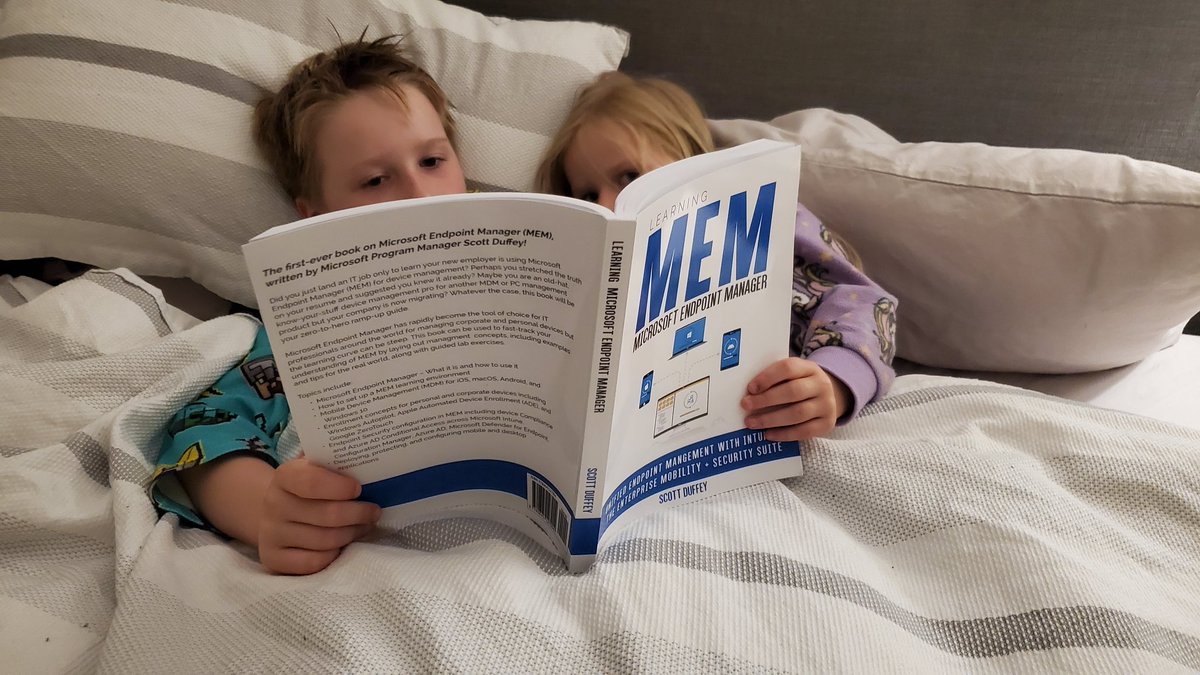 ConfigMgrDogs's tweet photo. Kids were very excited for bedtime stories when they saw @Scottduf's book arrive! #MEMpowered #mem #memcm #MEMSecurity https://t.co/Q1WP3IVXej