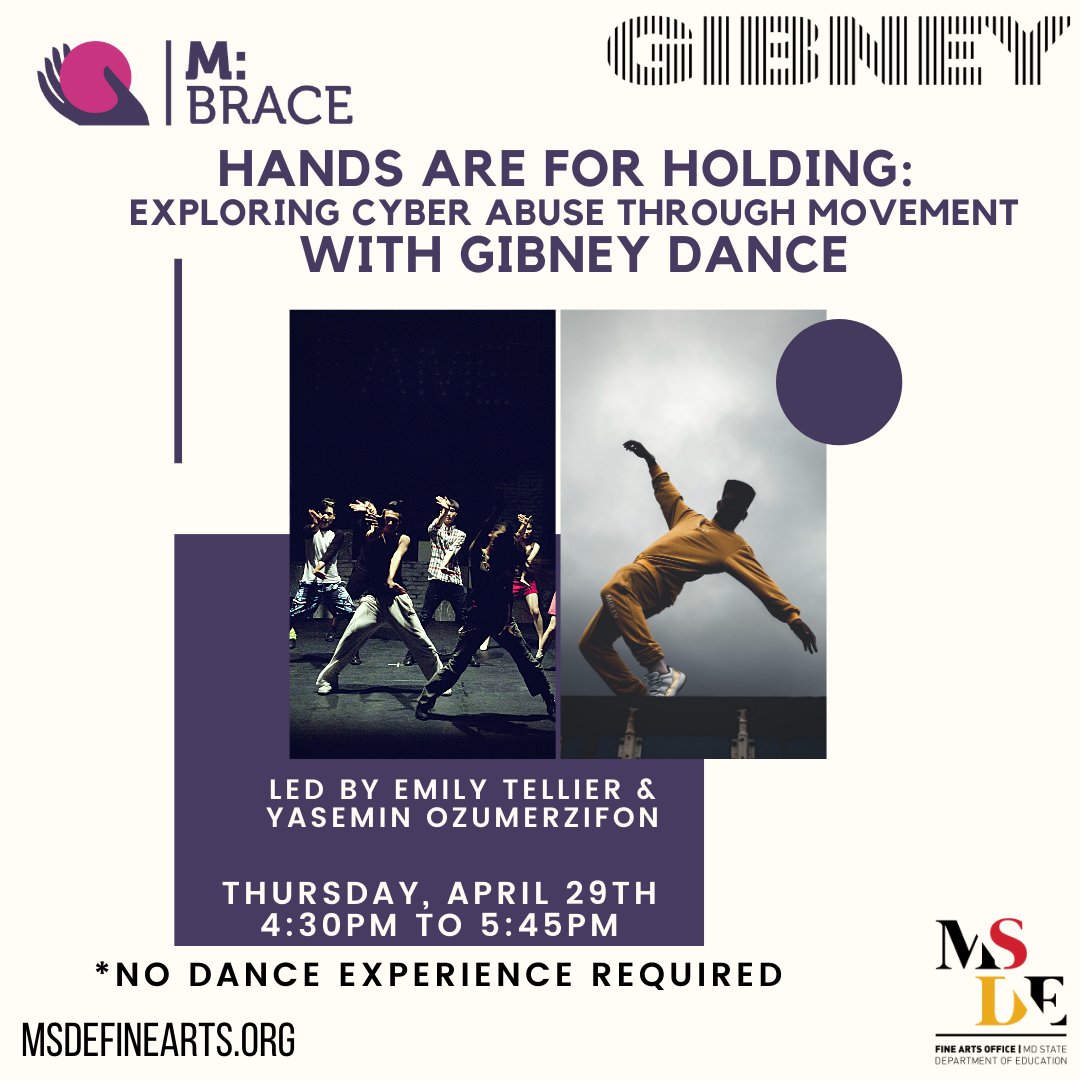 msde_arts's tweet photo. "Hands for Holding" with Gibney Dance! Explore how the arts can be an entry point to explore complex issues with young people. Register Today!: https://t.co/BByhLARnhi #msdefinearts #masterclass https://t.co/iYNsHY2EIH