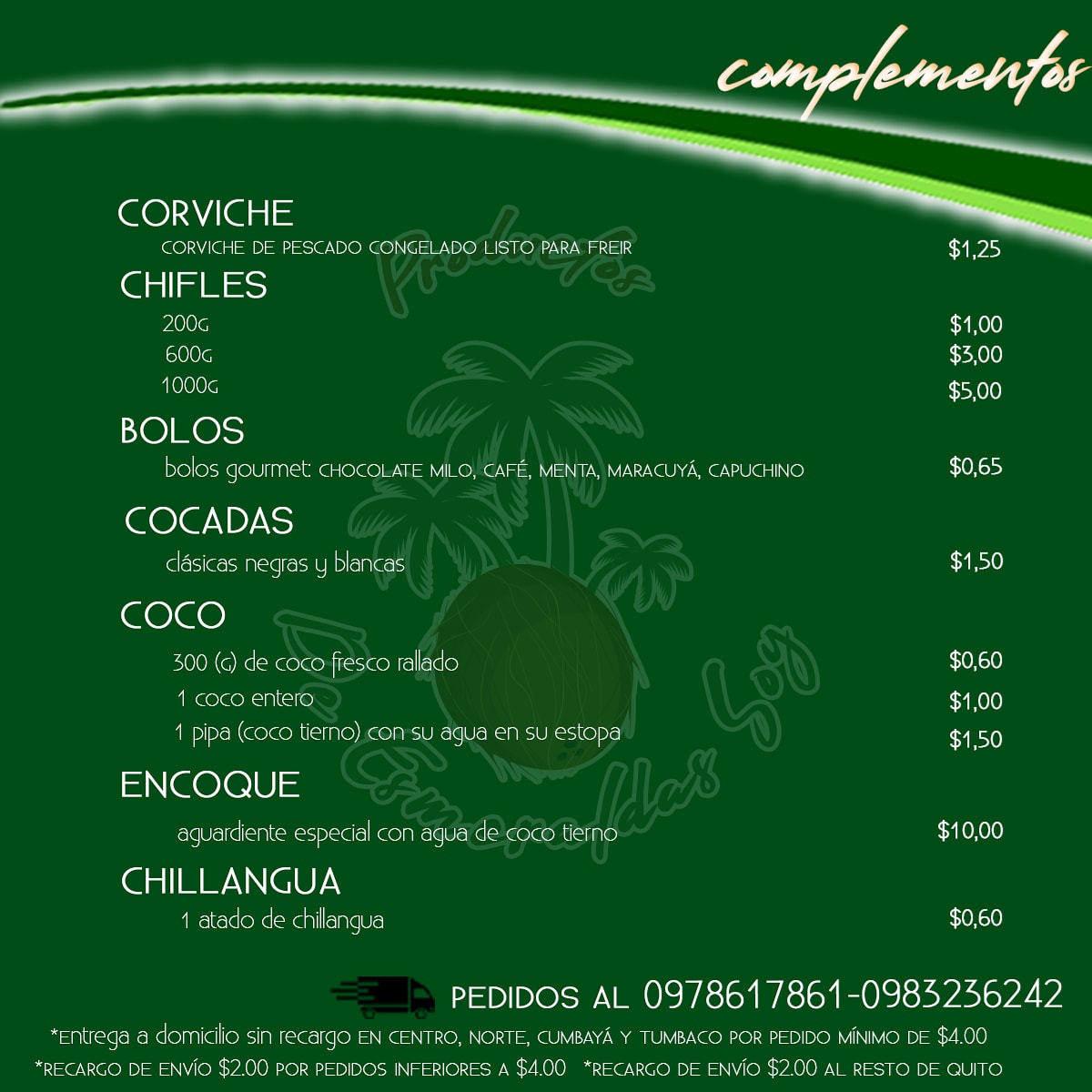 tornuel's tweet photo. Este fin de semana, sábado 27 y domingo 28 de Marzo, estaremos en Quito. Tendremos CORVICHE DE PESCADO,  COCADAS 🥥, CHIFLES.
En mariscos ATÚN BLANCO, ALBACORA, DORADO, 🐟y nuestro fabuloso CAMARÓN DE EXPORTACIÓN 🦐 
#Quito #Esmeraldas #StayHome #QuédateEnCasa #mariscos #camarón https://t.co/iBav4a6exu
