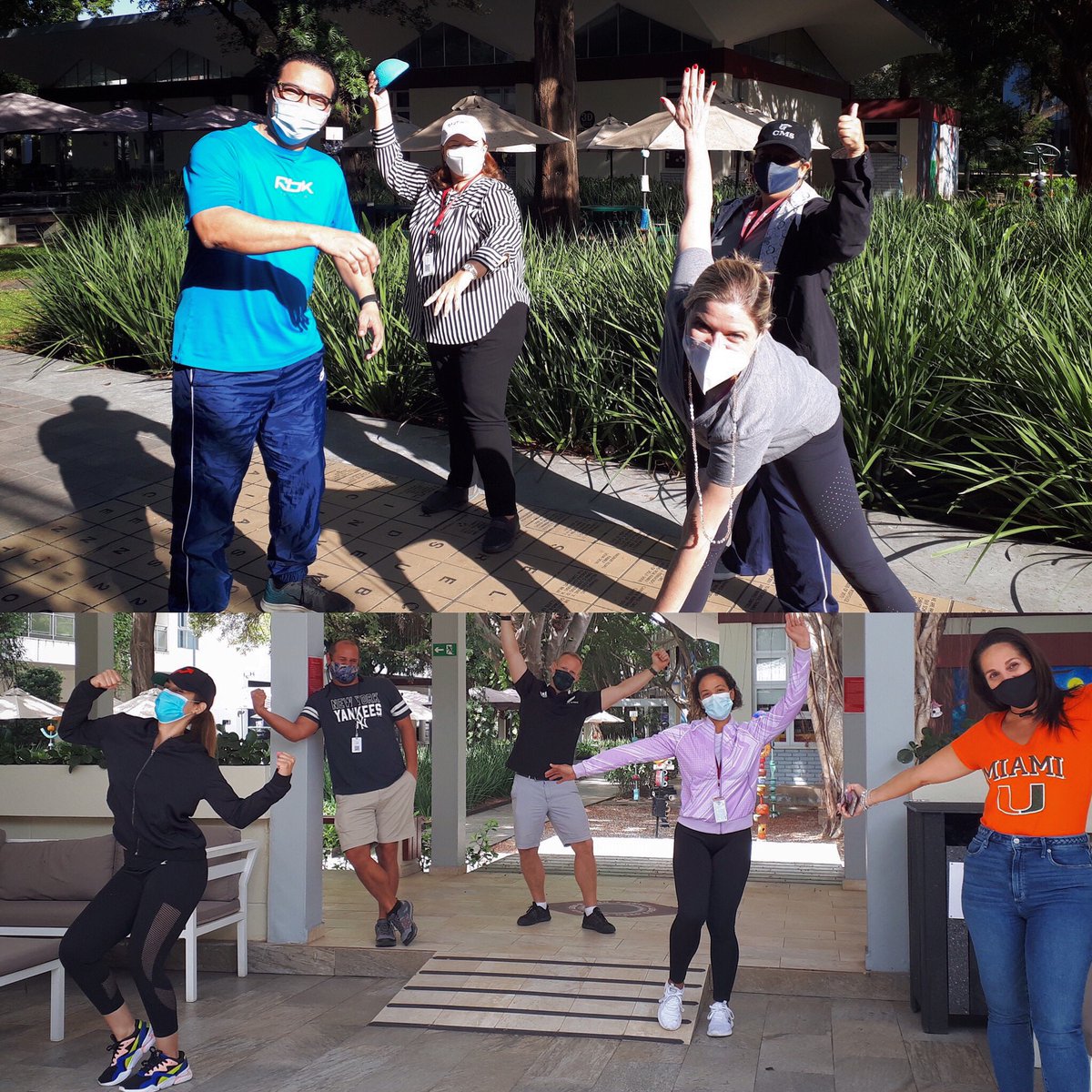 CMSSharks's tweet photo. Teachers show their enthusiasm on Athletic Day during HS Spirit Week! 🏃🏻‍♂️🏃🏽‍♀️ #cmsdistancelearning https://t.co/36Nh8dhJqL