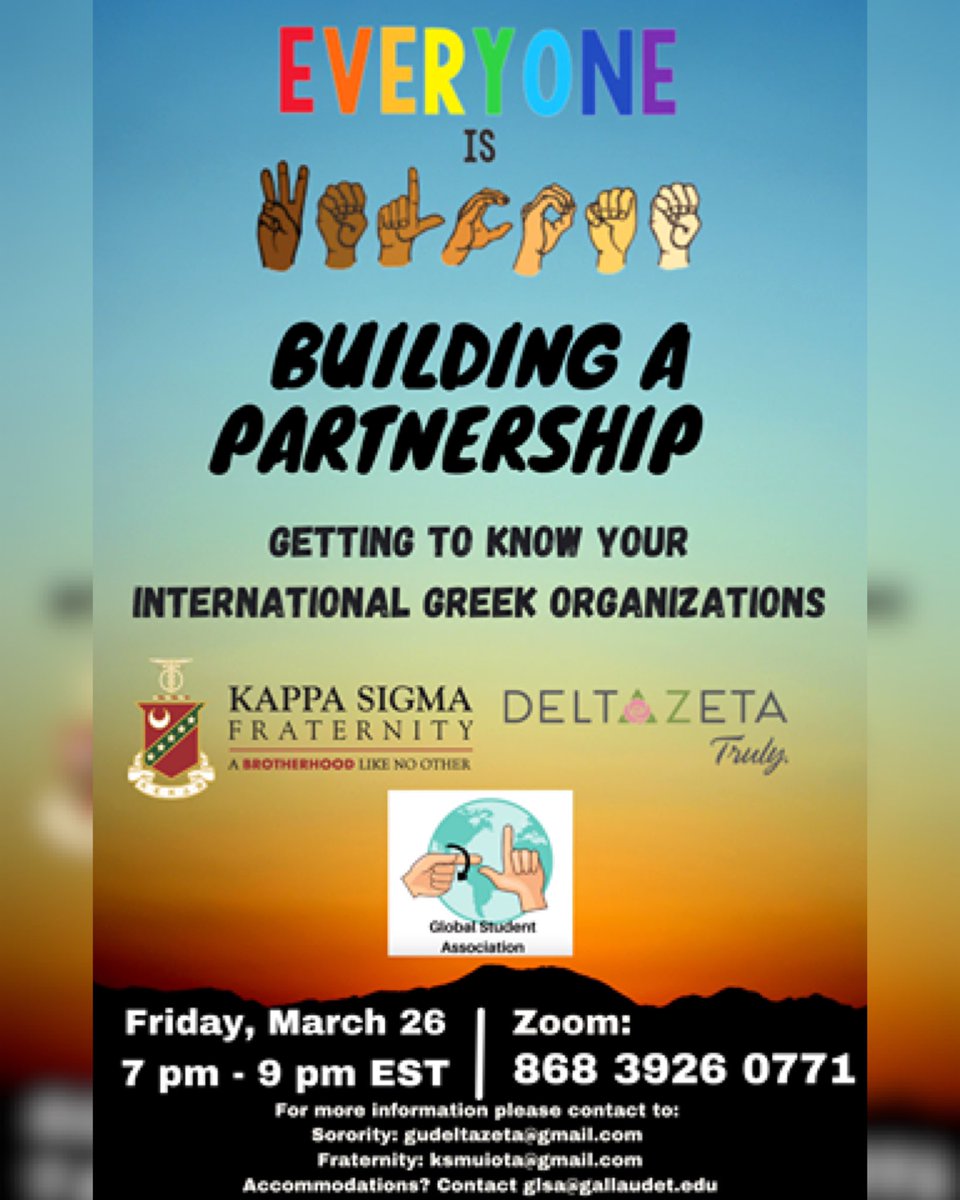 KSMuIota's tweet photo. We are very exciting to inform you that we will be hosting our first virtual event in collaboration with the Global Student Association and the Delta Zeta sorority. For those who want to learn more about what is International Greek organizations all about! Everyone is welcome! https://t.co/VYdot0sHVD