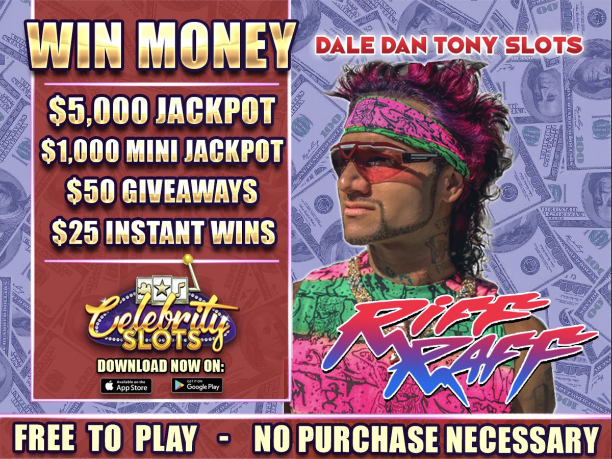 💵 $5,000 and $1,000 Jackpots available!
💰 Play: link.celebrityslots.com/1/riffraff
💵 FREE TO PLAY

#celebrityslots #win #socialslots #socialgaming #casino #marchmadness  #basketball #riffraff #daledantony #bracket #basketballbracket #rapper #FreePicks #hiphop #music #miami #miamibeach