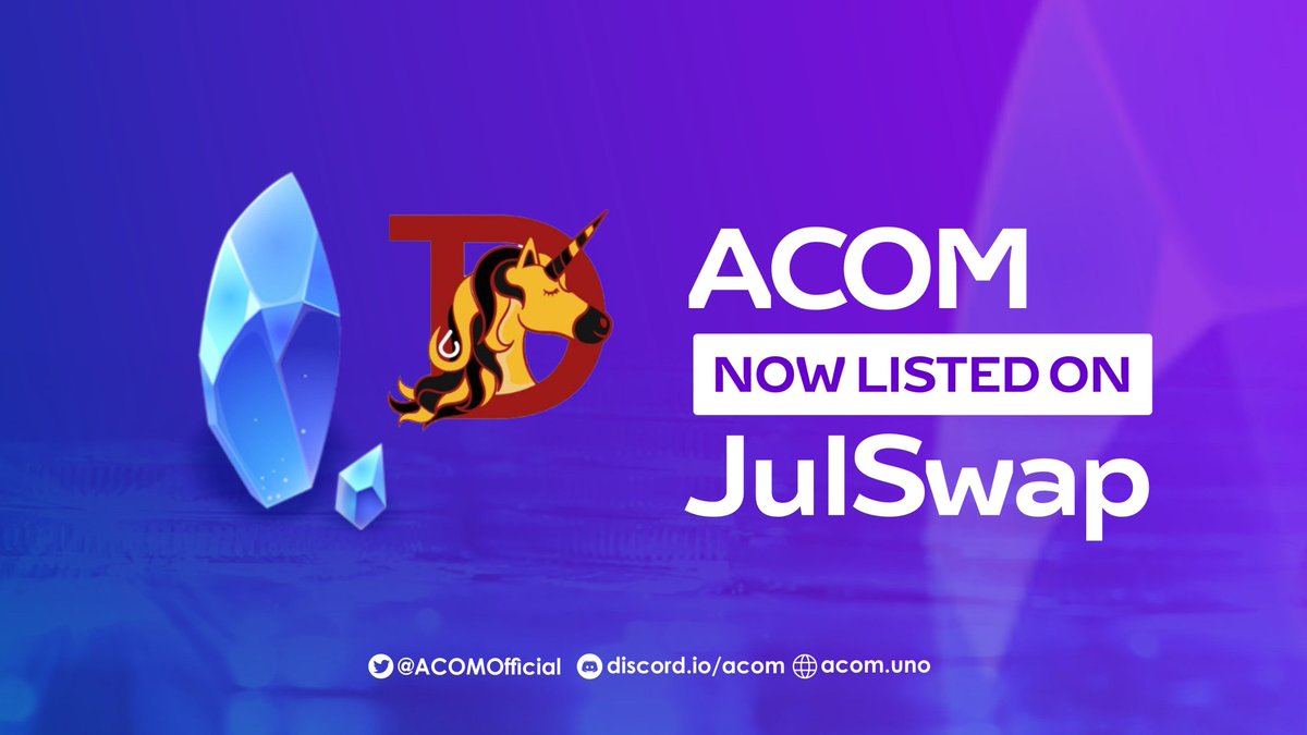 acom_one's tweet photo. Take advantage of the current price of $ACOM and bag some $ACOM $BSC from $Julswap.
https://t.co/xeLmiHcoS8

#BSC #ACOM #ETH https://t.co/ktsCPFsFXm
