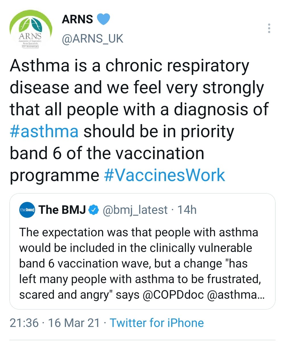 Jo_11__'s tweet photo. Let's end this shambles and get ALL asthmatics vaccinated against this respiratory virus now. It’s what medical and respiratory professionals say should happen.
#AsthmaticsAtRisk #AsthmaticsUnder50 https://t.co/h5JMi2quVk