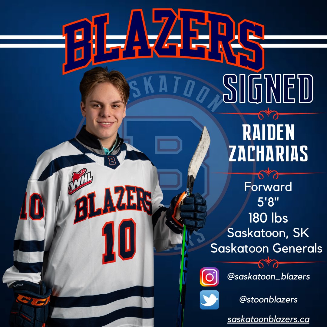 stoonblazers's tweet photo. The Saskatoon Blazers are excited to announce the signing of ‘06 Forward @RaidenZacharias. Raiden posted 108 pts (49G, 59A) in 47 games in U15AA including 6G, 7A in 4 games this season with the @GeneralsSaahl. Welcome to the Blazers Family Raiden!

📸 - @SaskPhotography

🔥🔥🔥 https://t.co/p6dzH58WUh