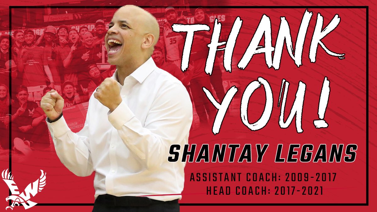 We can’t thank <a href="/CoachLegans/">Shantay Legans</a> enough for the way he elevated our program and the mark he made on our University and community.

We’ll miss you, Coach, best of luck! 

📰—> goeags.com/news/2021/3/23…

#GoEags