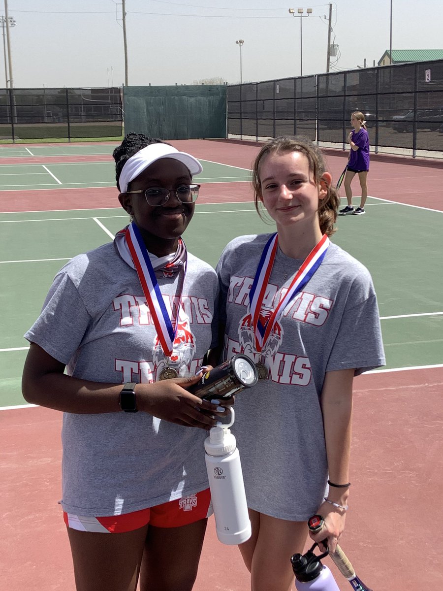 A boys singles gold, B boys gold, A girls double gold and B girls doubles gold! <a href="/THS_Tigers/">Travis High School</a> <a href="/TravisTennis/">TravisHS Tennis</a>