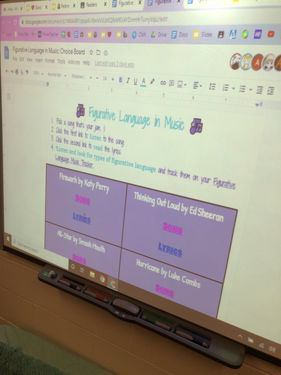 KLFeldner's tweet photo. Listening to our 🎵JAMS🎵 and tracking figurative language to think about how it shapes the meaning for us as readers/listeners! Spotted some groovy dance moves this morning 😉 https://t.co/SZuGZHeQyr