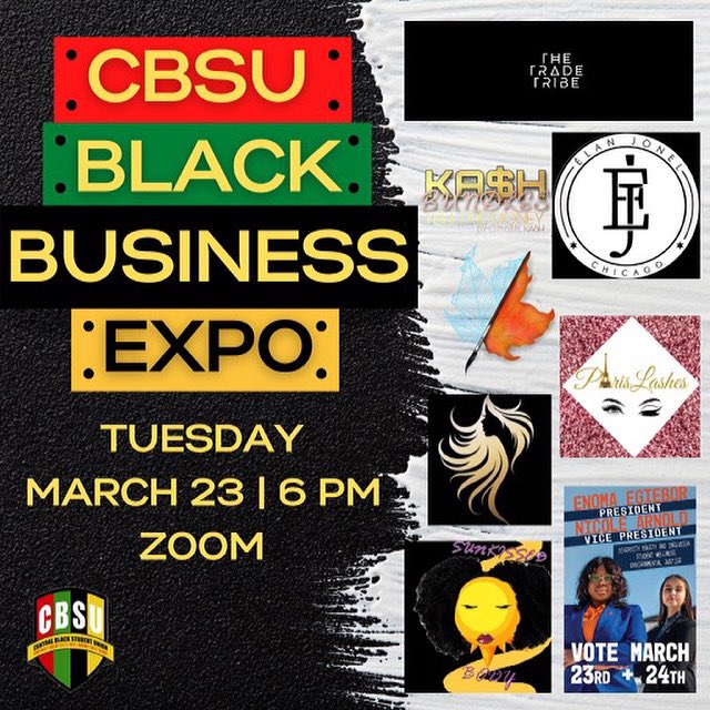 CBSU_UIUC's tweet photo. Please join us tonight as we show off our black owned businesses here on campus at 6pm tonight! 🤎 see you there! 

check them out:
@SKBodyCare
@_kaysean
@CrysKashCo https://t.co/mlSZjm8qb7