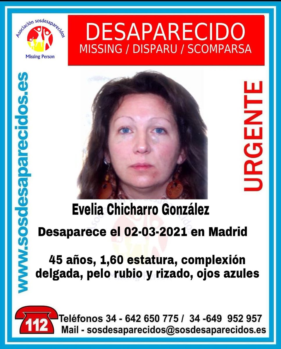 🆘️ #URGENTE⚠️
Esta es Evelia, y ha #desaparecido en #Madrid. 
¿La has visto?
☎062
☎091
☎112
Dale RT, no te cuesta nada y puede ayudar mucho.
