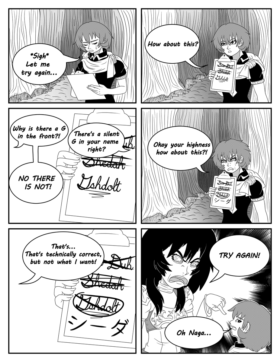 Gakenzi's tweet photo. Here's a new comic starring Caeda and Katarina. Made this since Caeda is a pretty weird name and I thought I'd make this comic to make fun of it haha. Hope you all enjoy! (1/2)
---
#FireEmblem #FEH #FEHeroes #nintendo #fanart https://t.co/FqgVoNPYme
