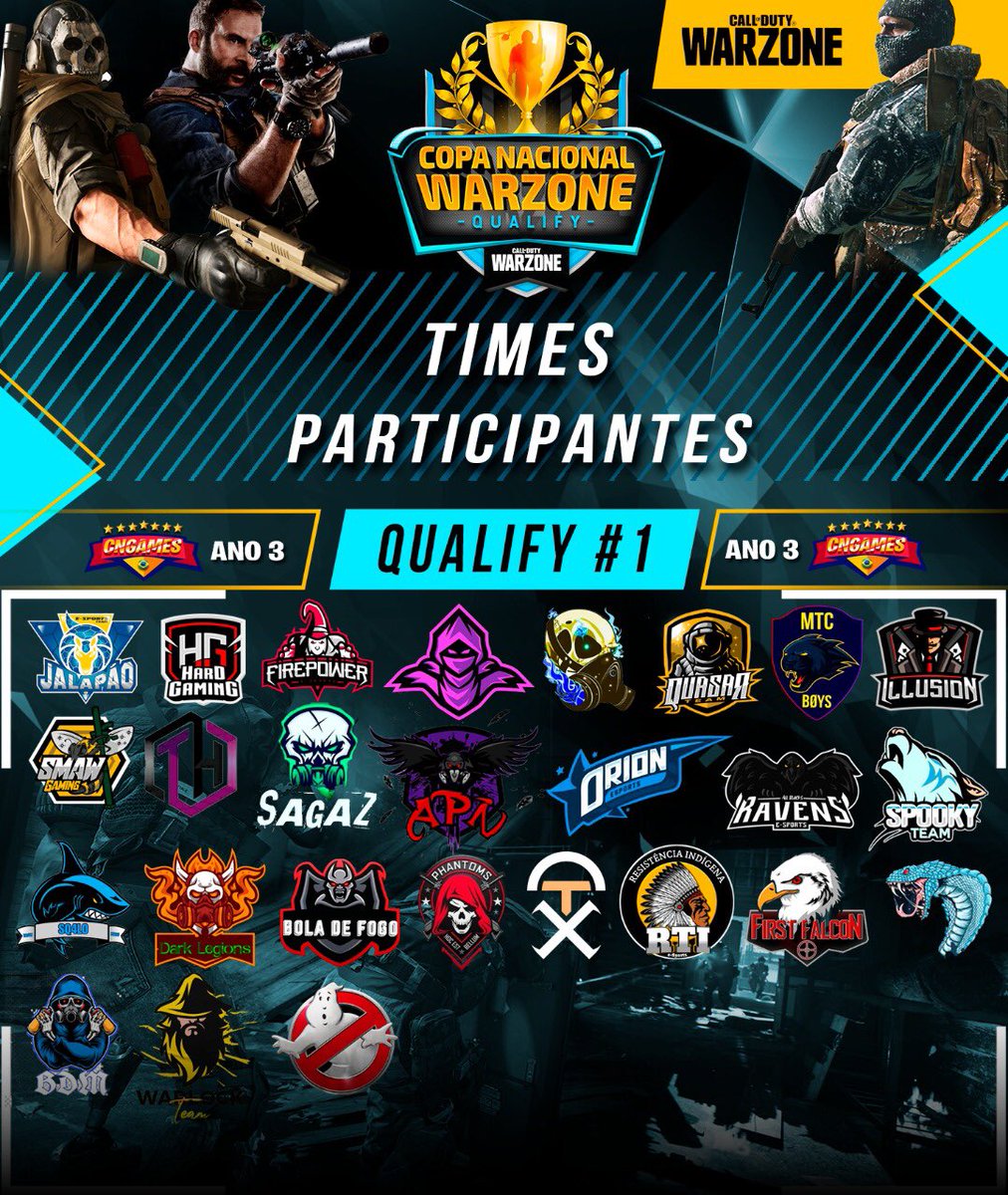 [Warzone]

Hoje nossos jogadores cairão às 19:00 em Verdansk com um único objetivo, a Classificação para a Copa Nacional de Warzone da <a href="/CNGOficial_/">Campeonato Nacional de Games</a>.

Terá transmissão ao vivo! (mais informações em breve)