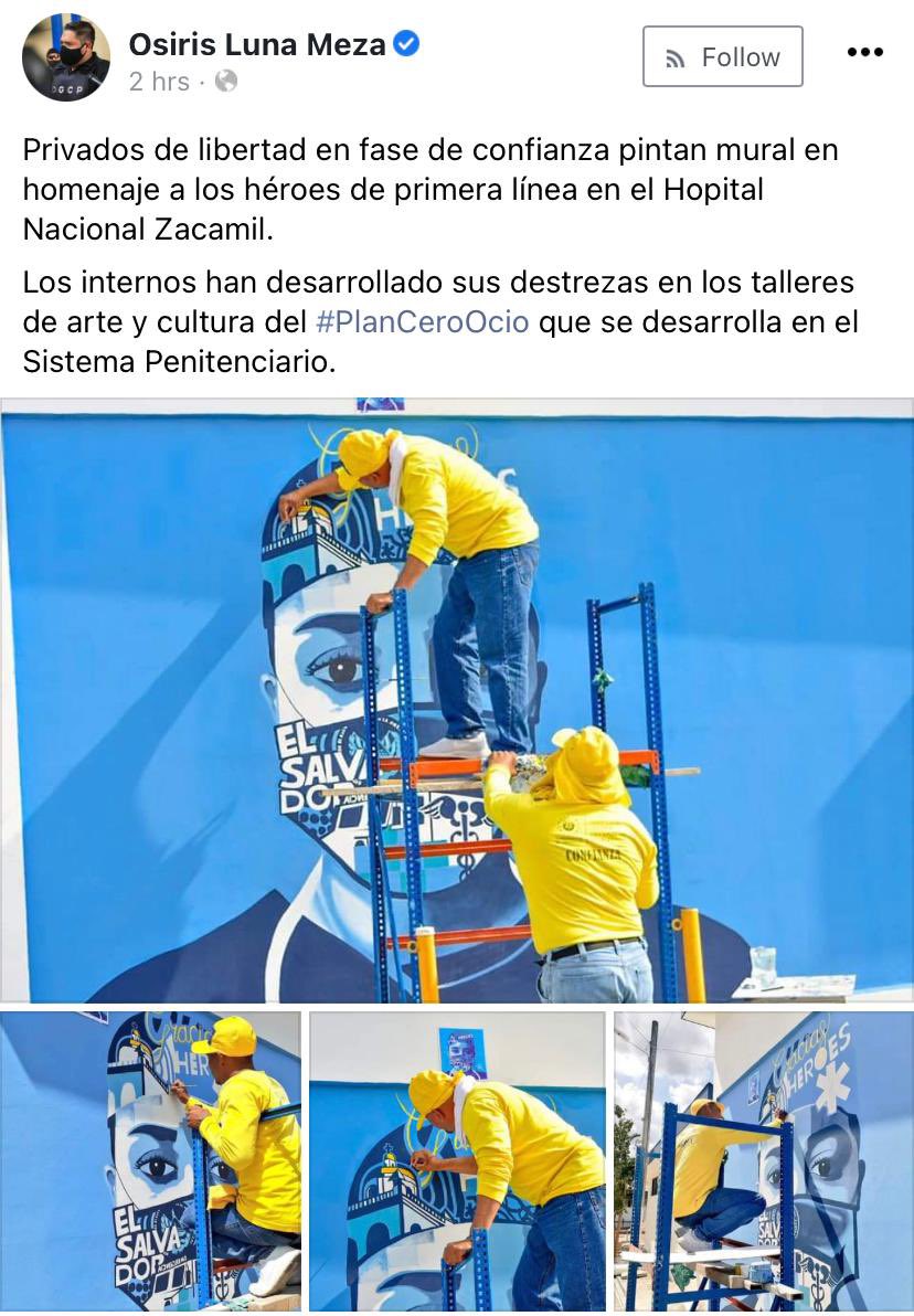 La iniciativa que privados de Libertad pinten murales me agrada. 

Que pinten el mural de otro artista sin su consentimiento es una falta de ética. Esta obra es de #RodolfoDiaz 

El plagio es delito. <a href="/OsirisLunaMeza/">Osiris Luna Meza</a> <a href="/suecallejas/">Suecy Callejas Estrada</a>
