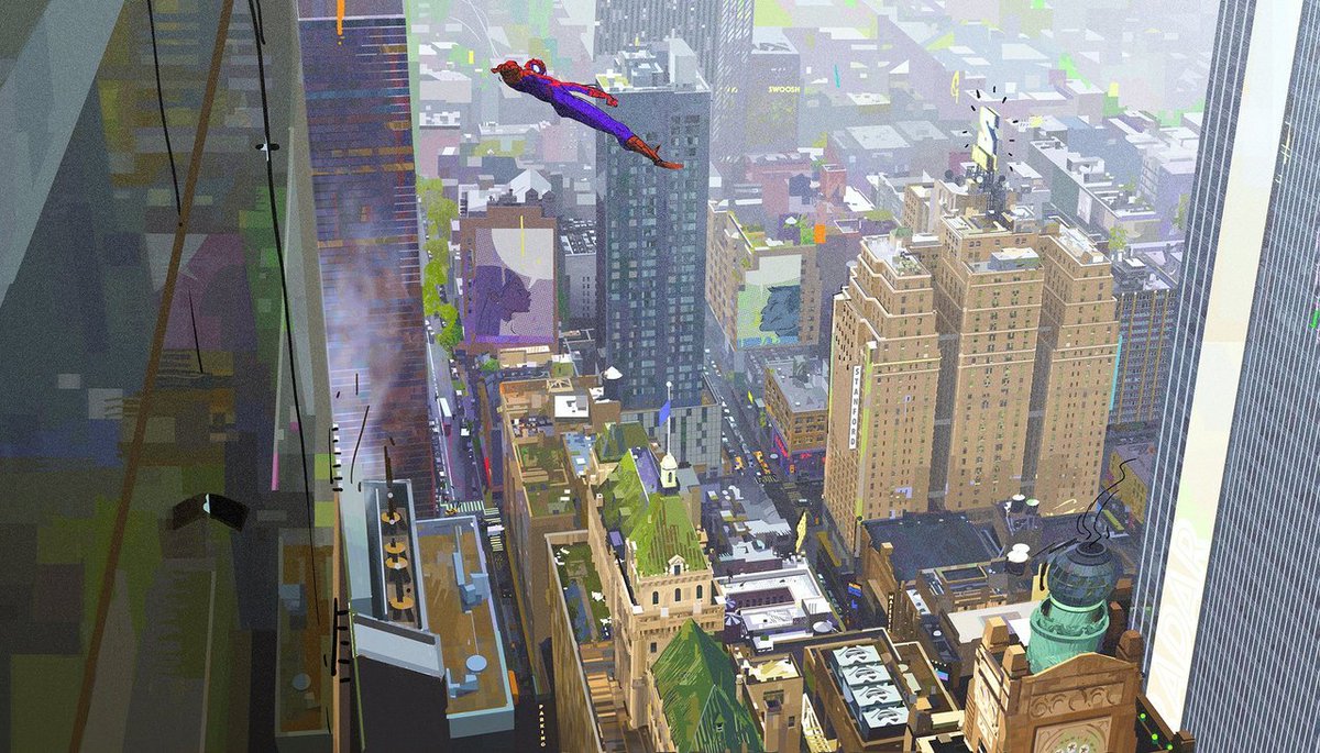 Spiderverse- Some early concept paintings at the early stages of Spider-man: Into the Spider-verse development~