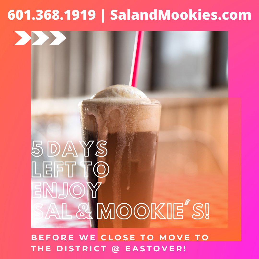 The Big Move Countdown Has Begun‼️
This is our last week at our Fondren location! Only 5 days before we close and start our move to The District at Eastover!
#salandmookies #wearemoving