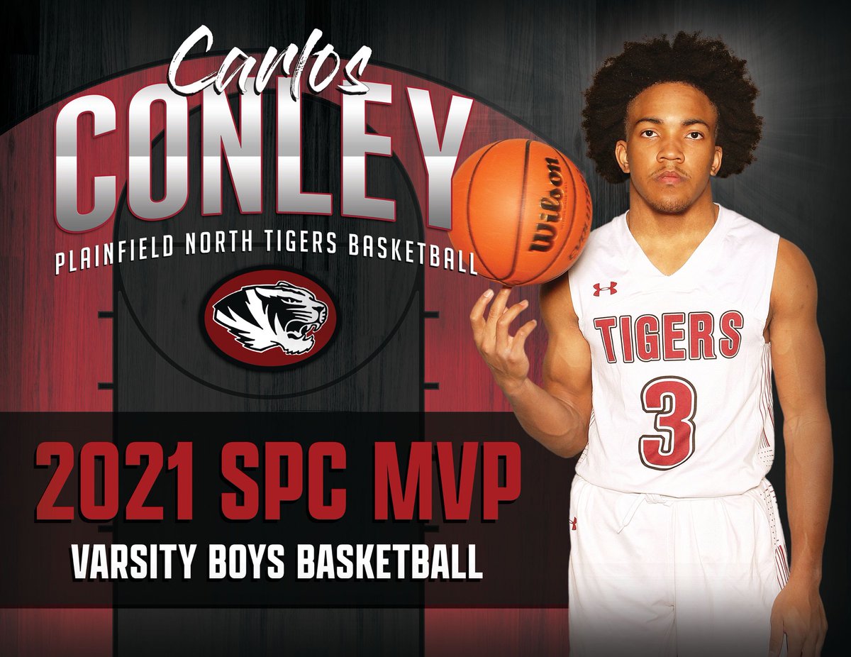 Carlos Conley from Plainfield North!  2021 SPC Boys Basketball West Division MVP!  Congrats Carlos!  Well deserved!