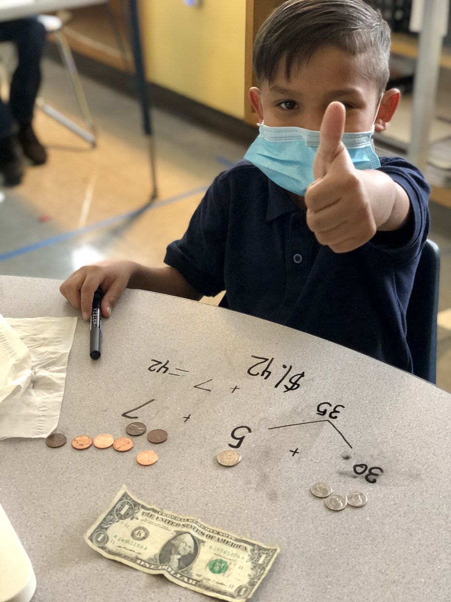 heymsberry's tweet photo. Proud of these kids! 4th day of in-person learning in hybrid for them and they’re absolutely crushing identifying &amp; adding up the value of coins 🪙👍  @KCPS_Wheatley https://t.co/PrMi3fdUpL