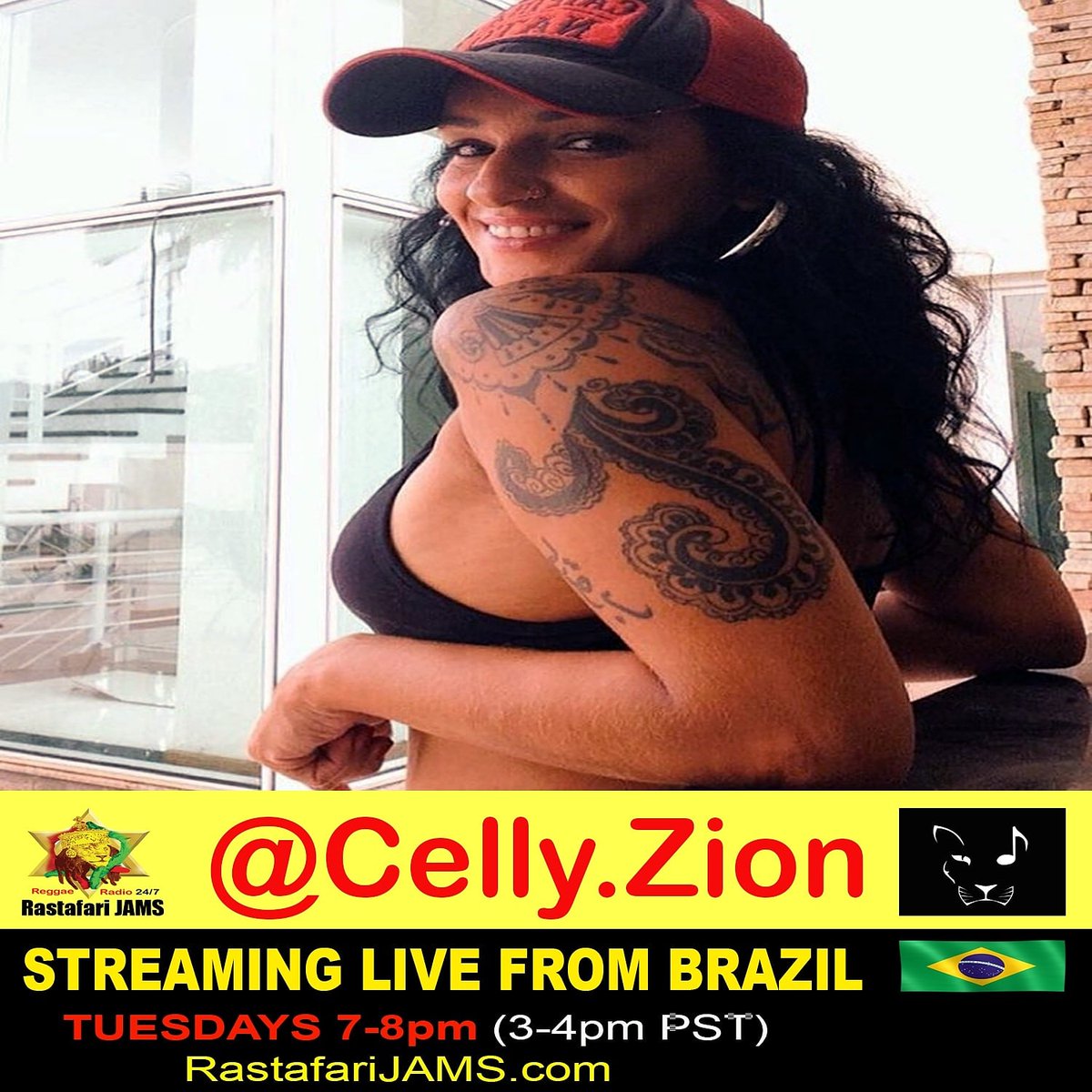 RastafariJams's tweet photo. @Celly_Zion LIVE from Brazil 🇧🇷 TODAY 3-4pm PST on #RastafariJAMS at https://t.co/QLbL8uYdxb 🎵🎶🔊🔊🔊
#REGGAEmusic 🖤❤💛💚 #REGGAEradio #REGGAEworldwide #REGGAE #SpreadLoveLikeAVirus #OneLove https://t.co/FkBymoqqzs