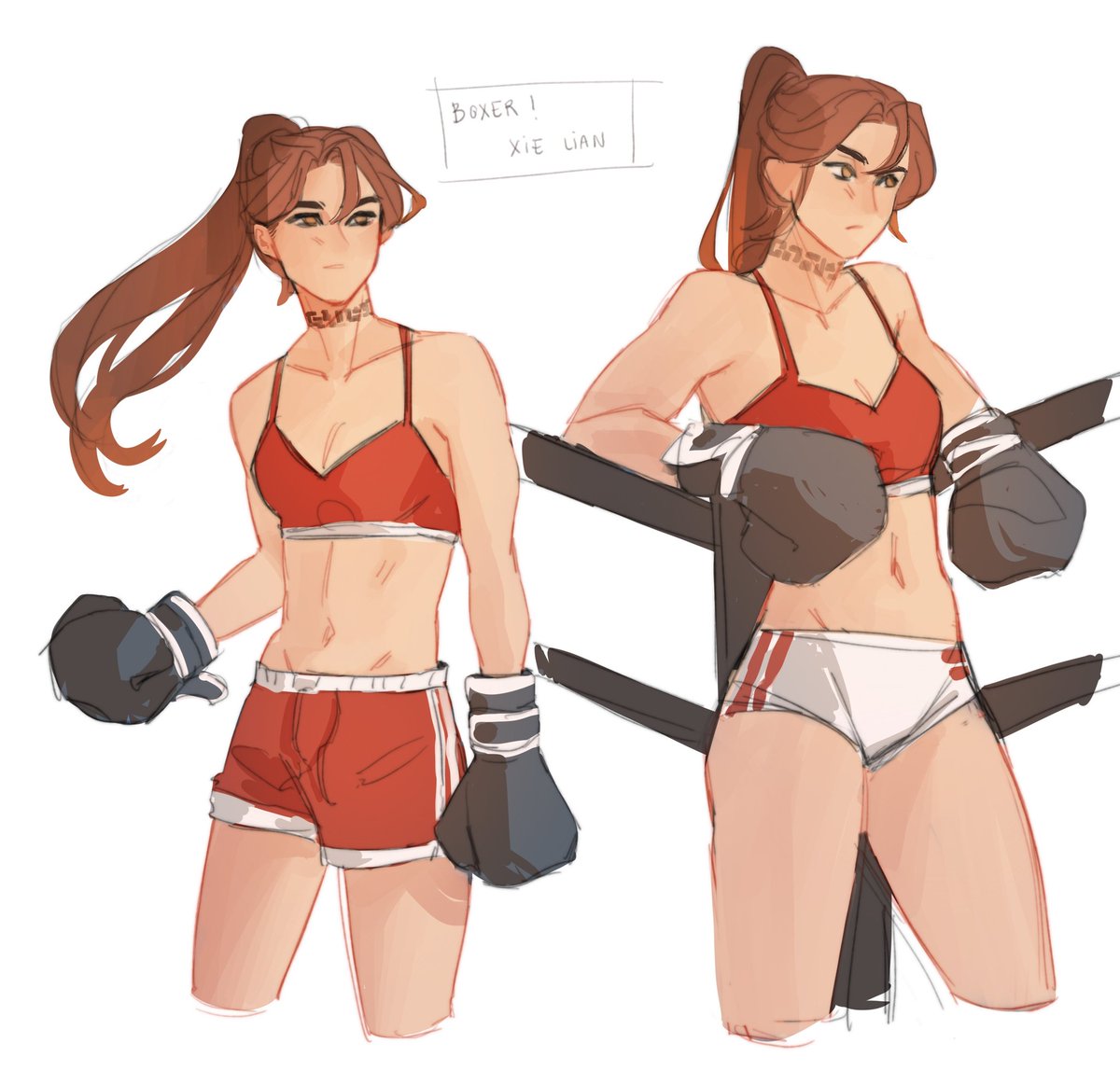 cw genderbend// 

[sketch dump] that hualesbians boxing AU no one asked for 