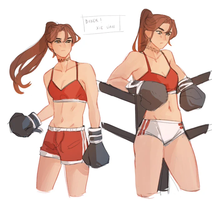 cw genderbend// 

[sketch dump] that hualesbians boxing AU no one asked for 