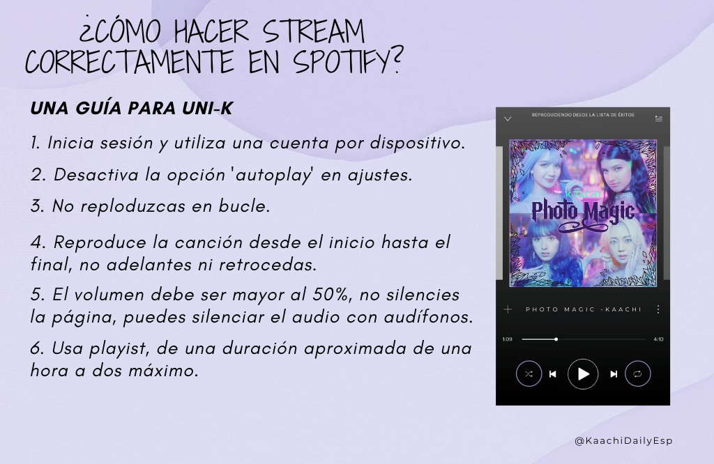 atti_hispanic's tweet photo. ¡UNI-K! También tenemos metas en Spotify, recuerda hacer stream y compartir sus capturas usando el mismo hashtag
👉 #StreamPartyForKaachi
Además te traemos una guía de como hacer stream y crear sus propias playlist. https://t.co/942KBtP2u3