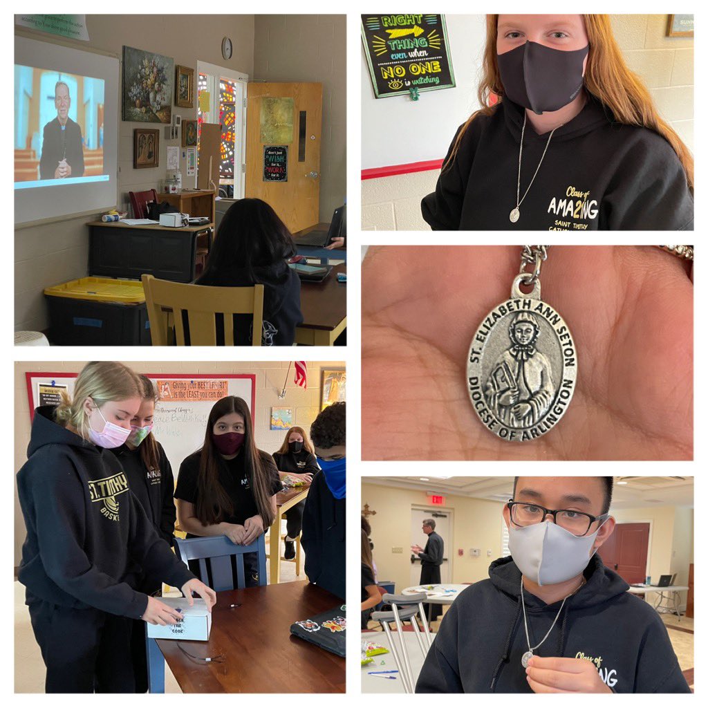 Our 8th graders joined in the @arlingtonchurch Virtual Vocations Adventure today. They were able to solve the puzzles, escape the room, and unlock their special box filled with medallions from Bishop Burbidge! #vocation #yourlifeadventure #holiness #calledandchosen @arlingtonOCS