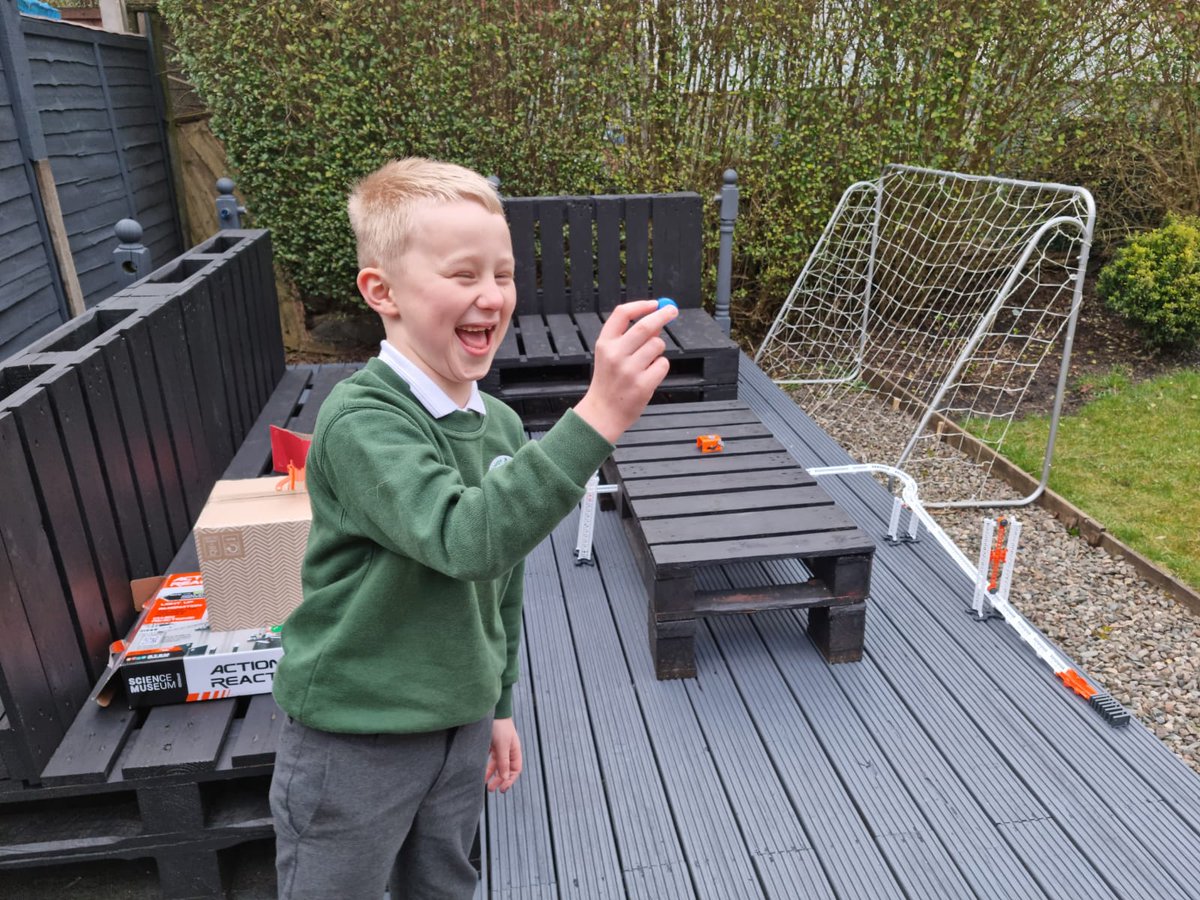 leanngee's tweet photo. @whalley_mr 2nd experiment on action and reaction using motion. He built a track to see how quick the ball travelled. #sjsbscienceselfie https://t.co/PcffSJITAi