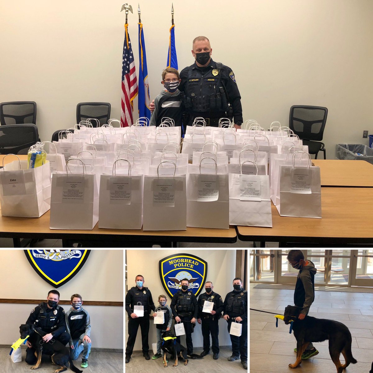 Aiden had a passion project assignment for school this year. He chose to make some goodie bags for a police department. Yesterday he delivered 72 bags (2 were for the K9’s) and had a blast making new friends and touring the building!