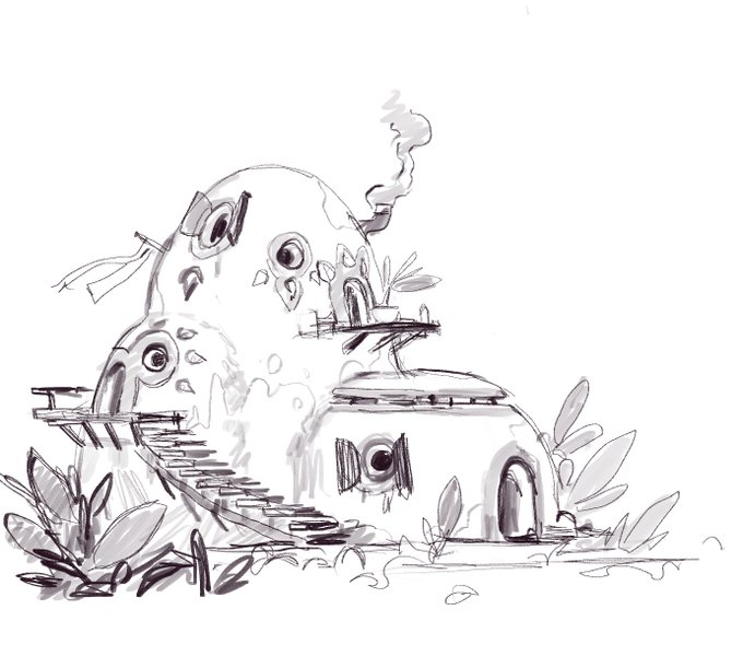 some further explorations for the parrunian houses, these looked nice to me by themselves but when i tried to put these in the context of a town, it looked horribly alien, for now i've decided to have these as farmhouse type single structures, while the town desings are more boxy 