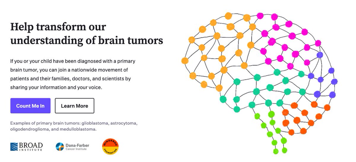 ourbrainbank's tweet photo. If you or your child has ever had a primary brain tumor, you can join @BrainTumorProj to share your information, samples, & voice at https://t.co/PDURkKoOK0. The goal of the project is to generate data to drive research forward #JoinCountMeIn #ChildhoodCancer #BTSM https://t.co/9ca42mbEct