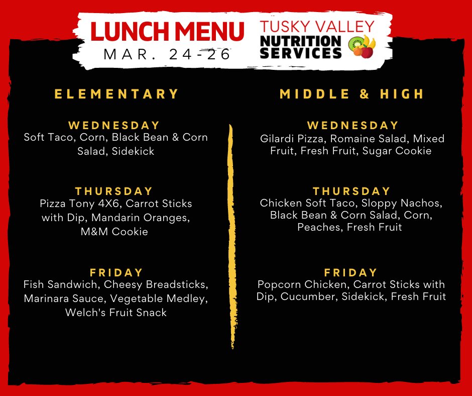tvlsnutrition's tweet photo. Who's ready for some tacos? 🌮 We are happy to serve our students the rest of the week!🙌
@snaohio @TVTrojans #schoollunch #schoolfoodservice #schoolmeals #schoollunchmenu #schoolmenu #menu #tvtrojans #tvtrojanmenu #tvmenu #tuskyvalley #tuskyvalleyohio https://t.co/KEwq5SuFp6