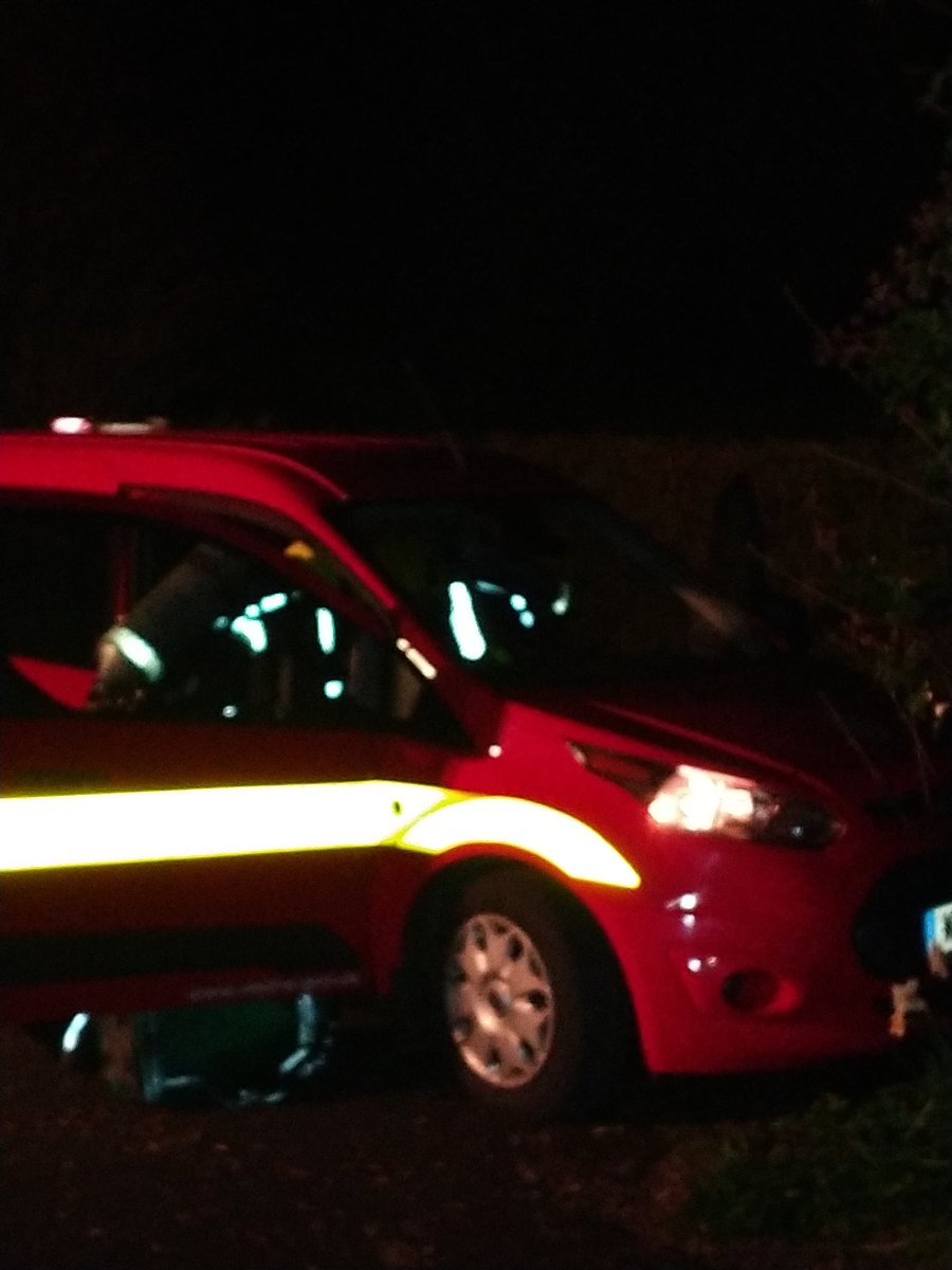 Drill at #martock in the #yeovilgroup. Car with covid positive driver crashes into high pressure gas main. Explosive atmosphere, unconscious casualty medically trapped. During rescue van moves and FF gets leg trapped underneath. Crew of 7...get to work. Train for excellence.