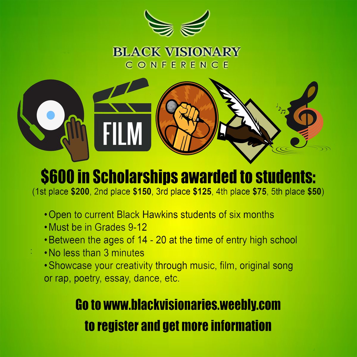 cdagsLA's tweet photo. Calling all Black @Hawkins_HS students who want to show their creativity and make some money! We have a scholarship opportunity that you do not want to miss! Visit https://t.co/6IpM8hG7cH to register. Deadline for submission is April 12th, 2021 at midnight. https://t.co/7u4vyjWu4h