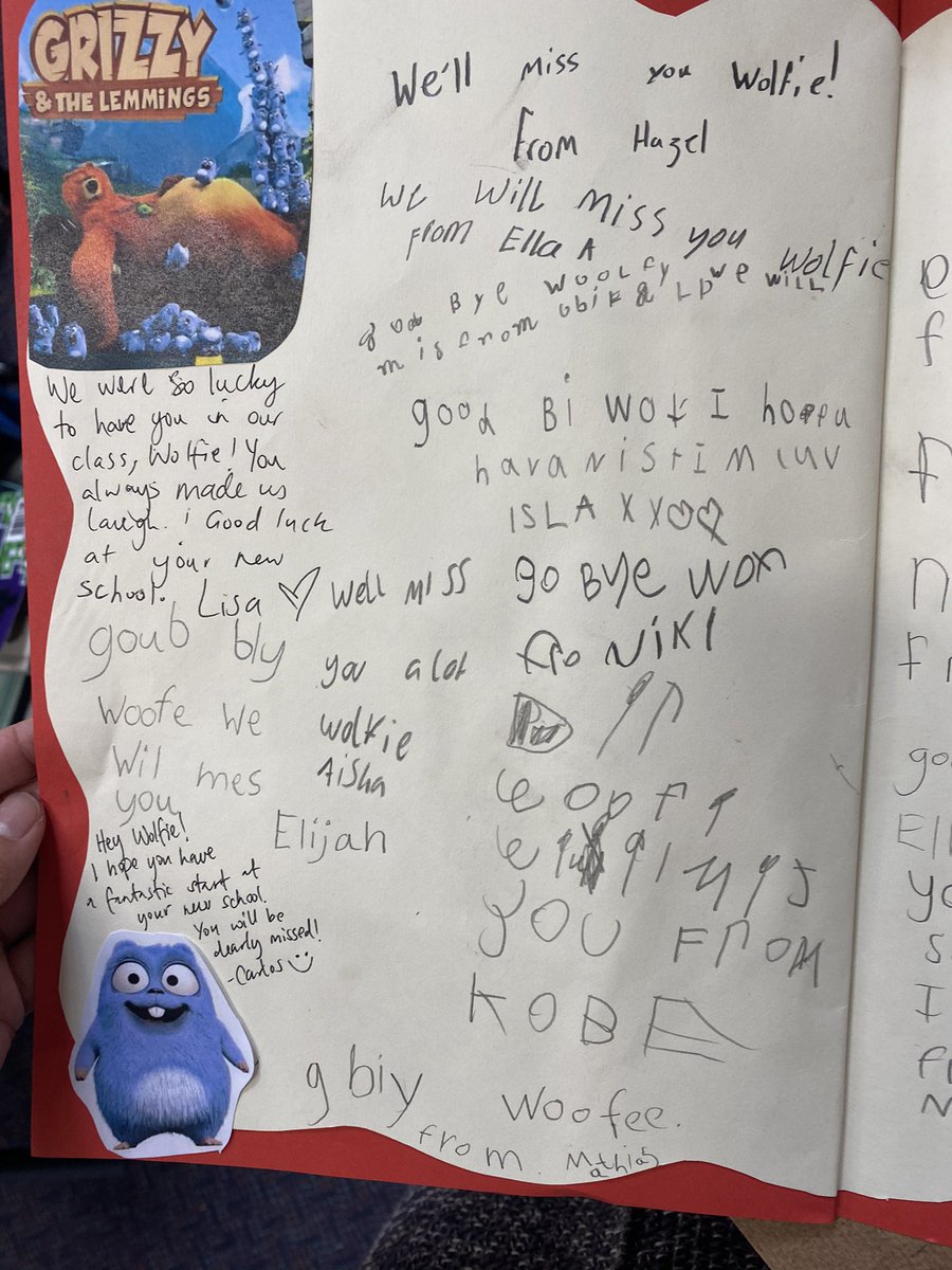 BNWPS_Lisa's tweet photo. We’re going to miss having Wolfie in our class! https://t.co/ny1gNycUiU