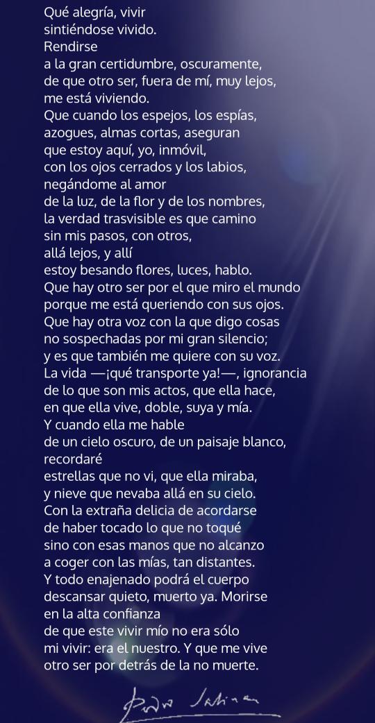 UEnparis's tweet photo. " Qué alegría, vivir
Sintiéndose vivido.
...
Qué hay otro ser por el que miro el mundo,
Porque me está queriendo con sus ojos "
#JSalinas
#JoyasYPoesíaEspañola🇪🇦 https://t.co/ln40toKD58