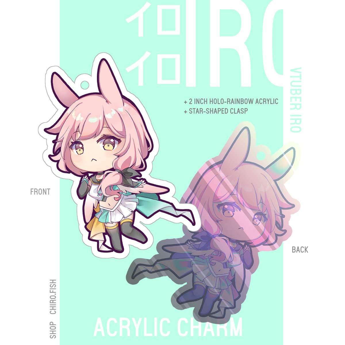 ?ACRYLIC CHARMS
A holo-rainbow Iro charm, a pastel candy bag Kirby shaker charm (the candy bag will be inflated so the contents can freely roll around inside! ?), and some sakura drink-themed clear acrylic charms >:3c The sakura drink charms will have a sakura-shaped clasp. 